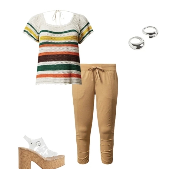 Torrid Stretch Linen Pants, Mid-Rise Side Cinch Pant Gold size 3x NWT - Picture 6 of 9